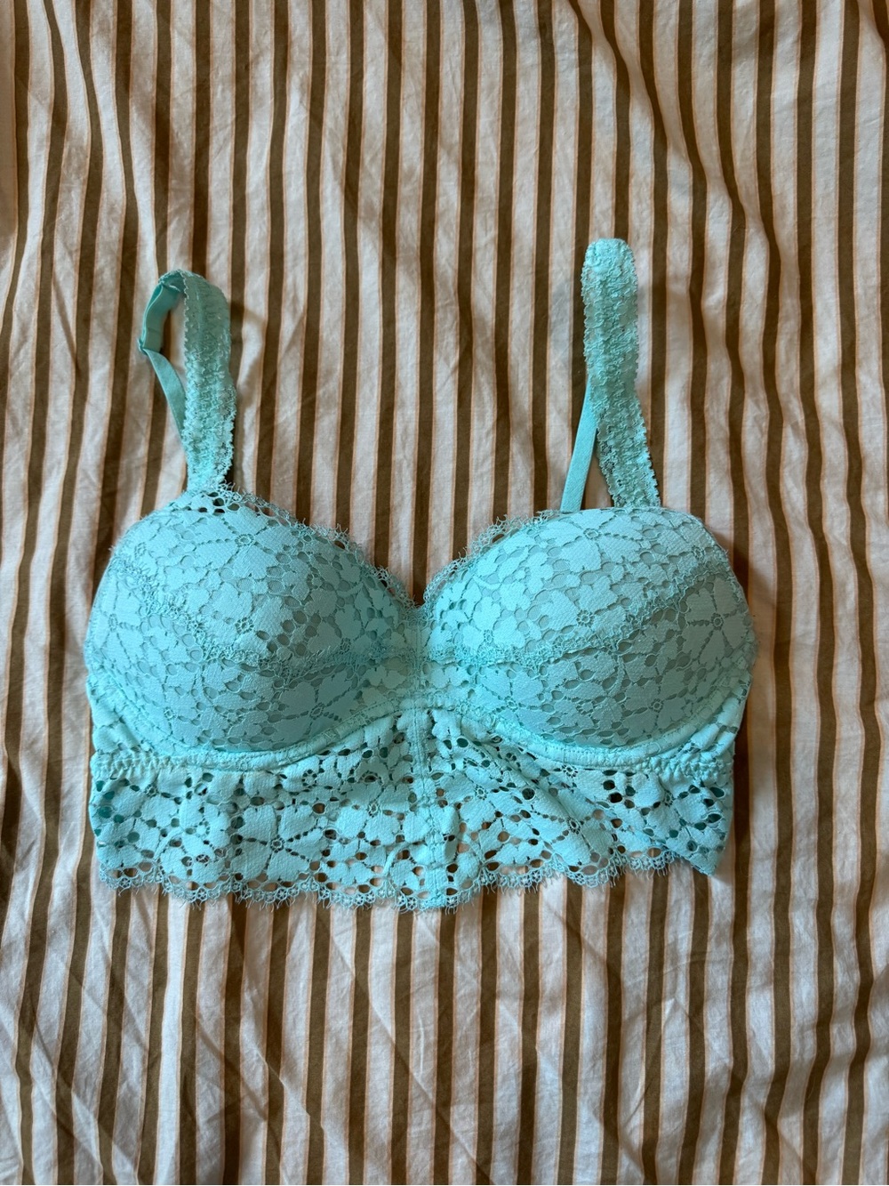 PINK Victoria's Secret Aqua Lace Longline Bra